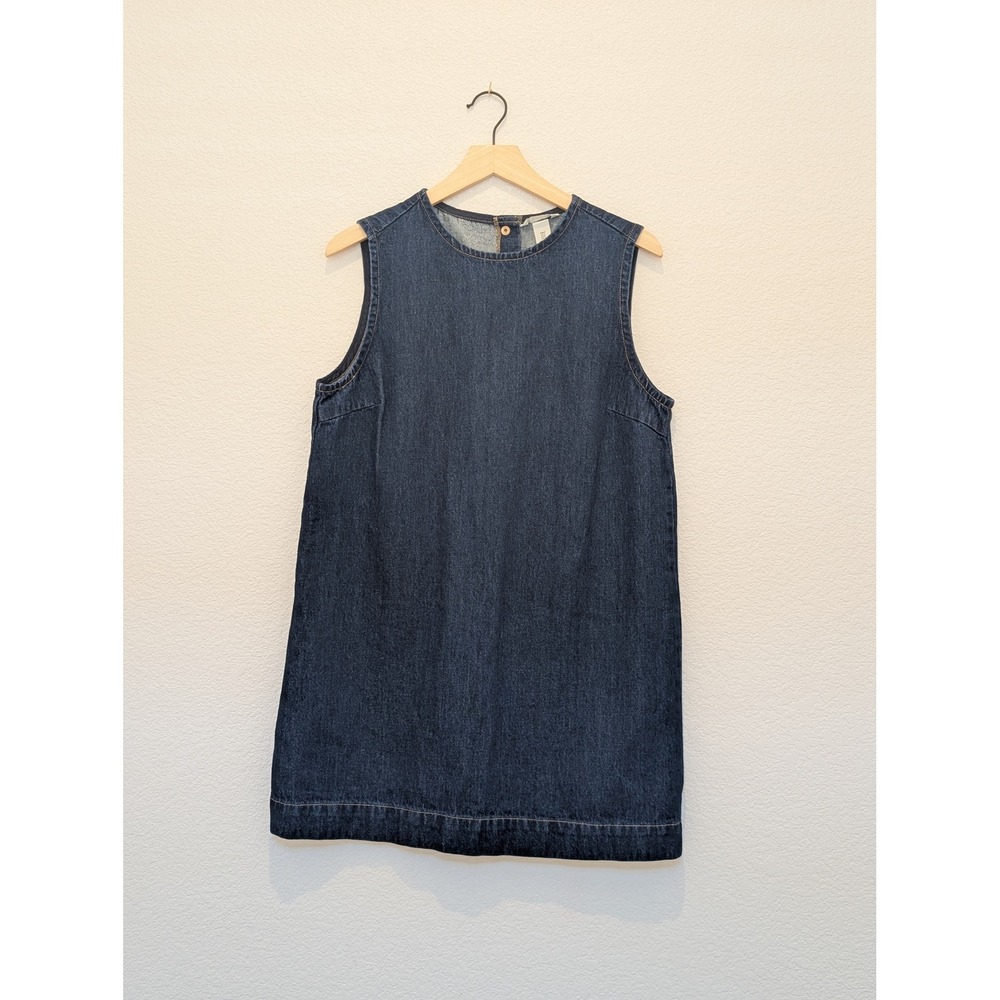 HM Dark Wash Denim Shift Mini Dress Sleeveless Blue Womens Medium
